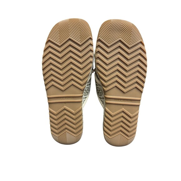 Tory Burch T Monogram Crisscross Espadrille Cream Slide Sandals Size 9 New - Picture 5 of 6